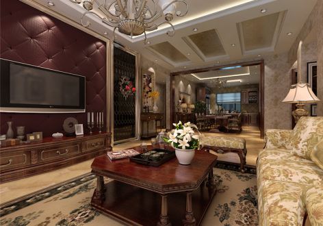 中粮隆玺一号186平米美式风格四居室装修案例