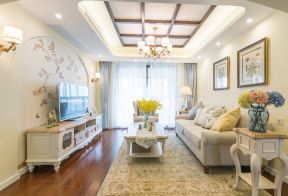 美式田园风格客厅吊顶装修图片赏析