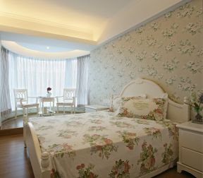 田园风格卧室背景墙装修 田园风格卧室装修图