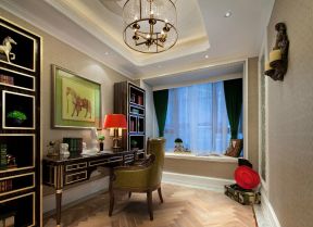 新古典书房装修 书房飘窗装修图片 书房飘窗