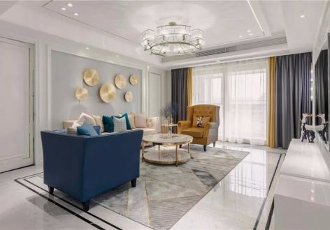 未名湖畔美式简约风格106平装修案例