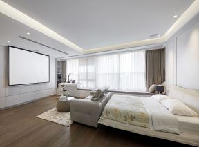 投影墙面装修效果图 现代简约风格卧室装修效果图