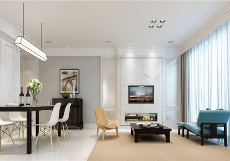 金和天府现代简约风格91平装修案例