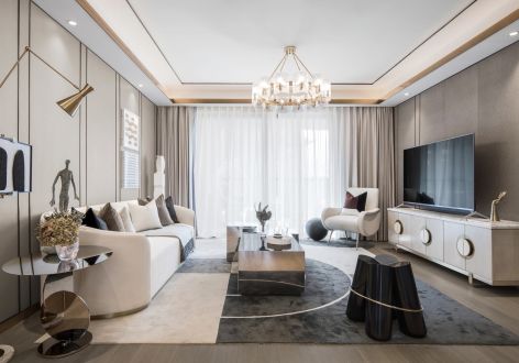 万科明天广场130平美式简约三居室装修案例