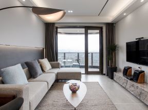 阳台玻璃门效果图 现代客厅风格装修图片