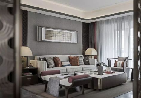中铁逸都国际阅山143平三居室新中式风格装修案例