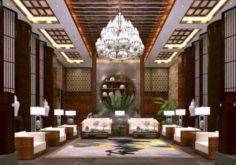 淄博地产营销售楼中心设计与装修公司500平中式风格装修案例