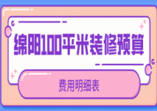 绵阳100平米装修预算(费用明细表)