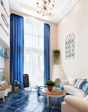 地中海窗帘图片 客厅窗帘装修效果图欣赏