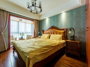 美式风格卧室床头背景墙装饰设计图