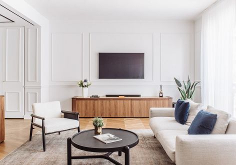 荣和山水绿城115平轻奢风格三居室装修案例