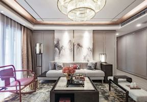 新中式白色装修效果图 新中式客厅图