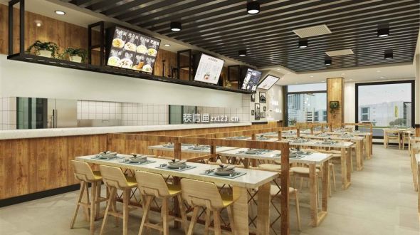 工装面馆吧台装修设计效果图