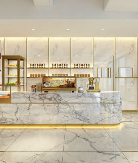 杭州300平米甜品店吧台大理石装修设计图