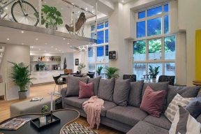 130平米复式住宅现代客厅装修设计效果图