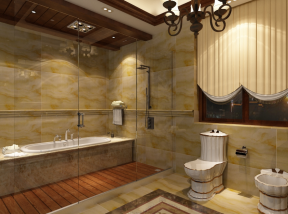 独栋别墅欧式豪华卫生间装修设计效果图