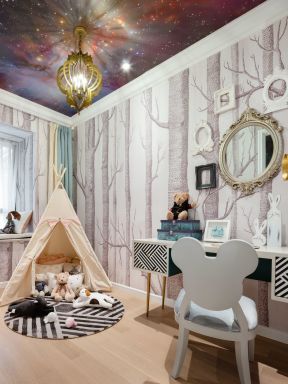 现代儿童房星空吊顶装修设计效果图