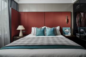 轻奢风格卧室床头设计效果图