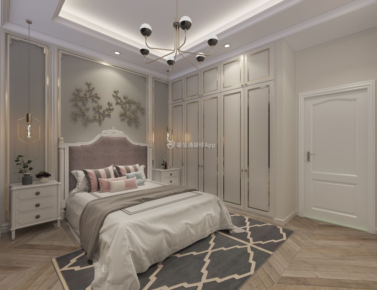 两室两厅新房简约美式卧室装修效果图