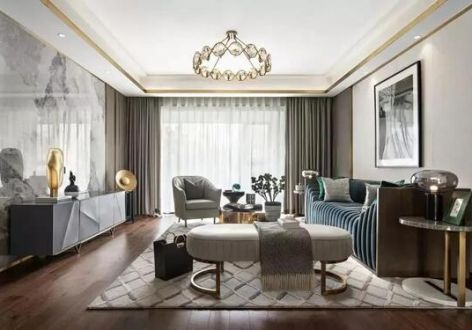 万科劝学里121平三居室轻奢风格装修案例