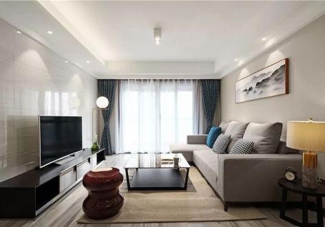 金地天润自在城107平米新中式风格四室两厅装修案例