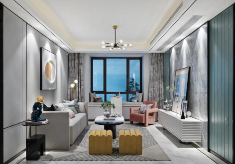 雅居乐花园D区114平轻奢风格装修案例