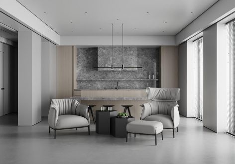 山水泉城北城135㎡三居室现代风格装修案例