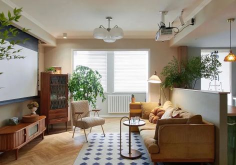 秋谷海生活园86平米复古风格三室两厅装修案例