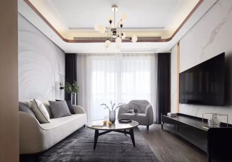 保利城88㎡二居室现代轻奢装修案例