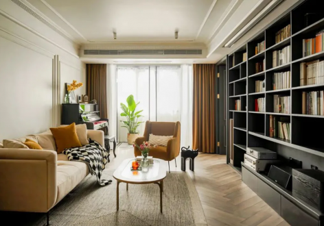 东城俪景112㎡三居室复古风格装修案例