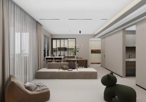 越秀麓端府125平三居室现代简约装修案例