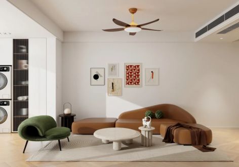 中电建国誉府120平三居室复古风格装修案例