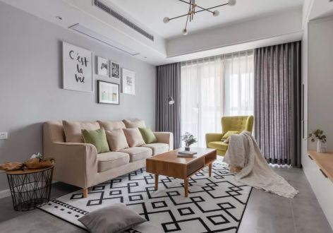 兴庆御苑112平米北欧三居装修案例