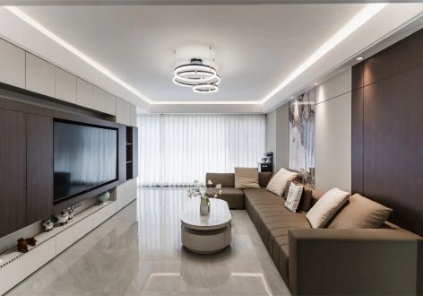 大中华幸福城125平米现代风格三室两厅装修案例